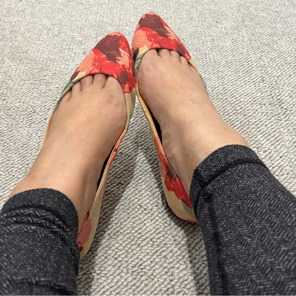 Madewell Floral Boho Flower Art Flat Shoe Mary Jane Pointy Ballet 6.5